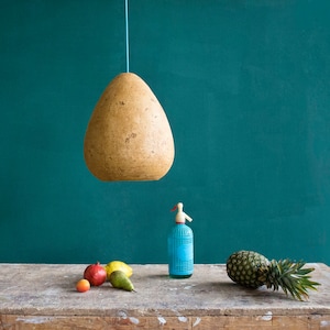 Illuminazione per isola cucina, illuminazione per sala da pranzo realizzata in cartapesta, lampada sopra il tavolo della cucina - Morphe III, colore Siena -