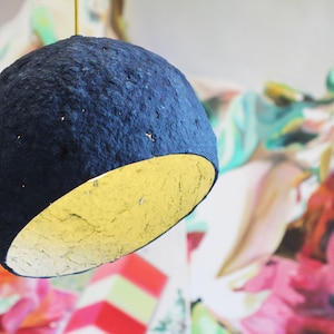 blue Pendant Light Pluto made of Paper mache