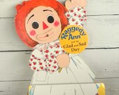 Raggedy Ann book, Vintage childrens 3D book play and learn 1970s