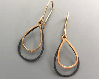 Earrings drops silver and 750 gold