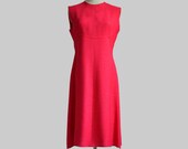 Day/suit dress in bold fuchsia pink, empire A-line sleeveless, size M, vintage/spring/fall, tailor-made