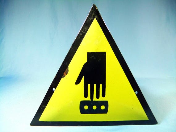 Metal Plate Sign Caution Enter Own Risk Cave Home Gate Decor Warn Bar Tin Wall