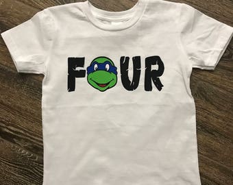 Ninja Turtle "Four" Birthday Shirt