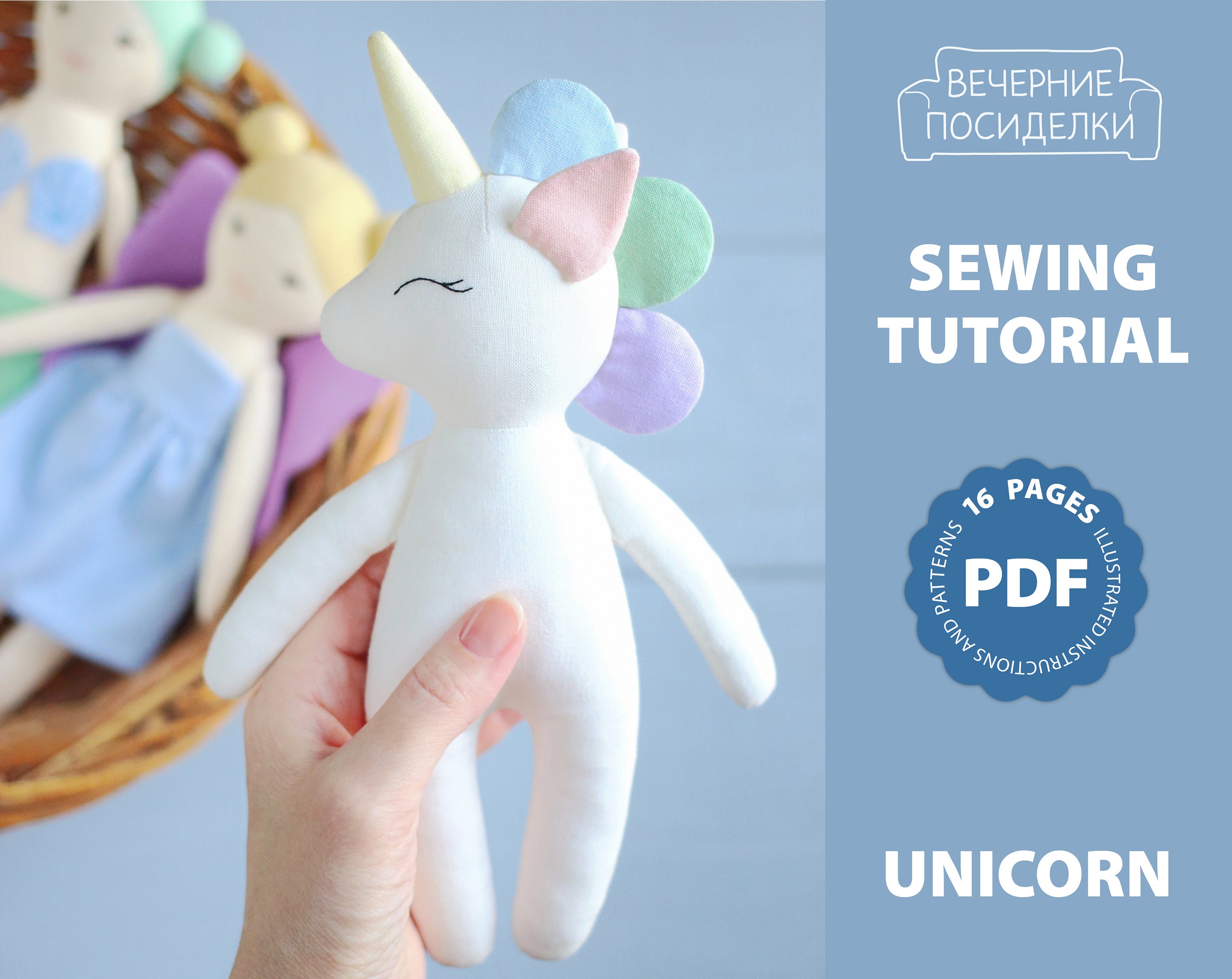 PDF Unicorn Sewing Pattern & Tutorial DIY Unicorn Doll Soft Etsy