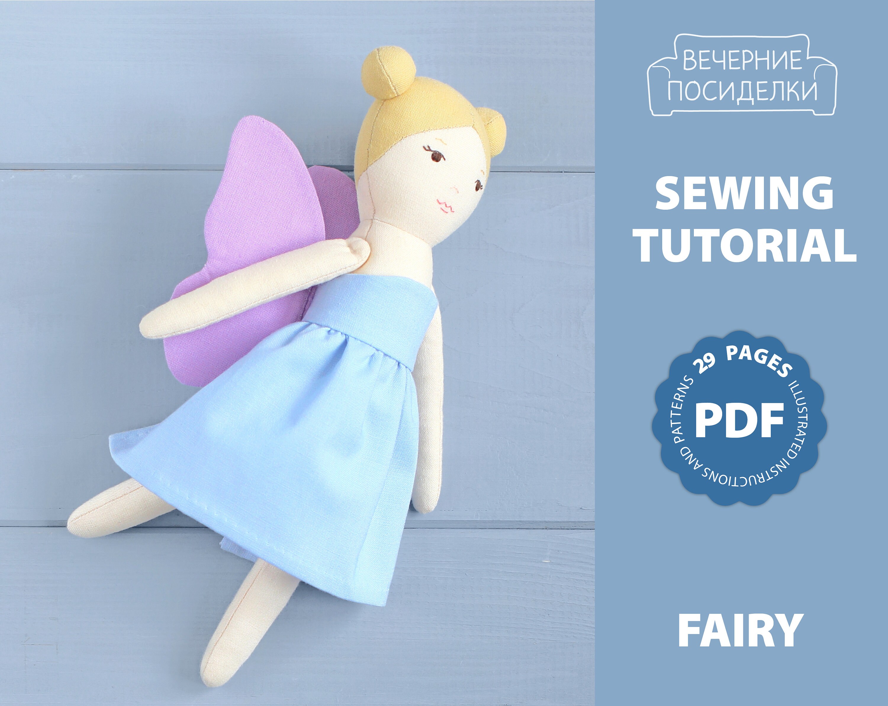 PDF Fairy Sewing Pattern & Tutorial DIY Cloth Doll Rag Doll Etsy Canada