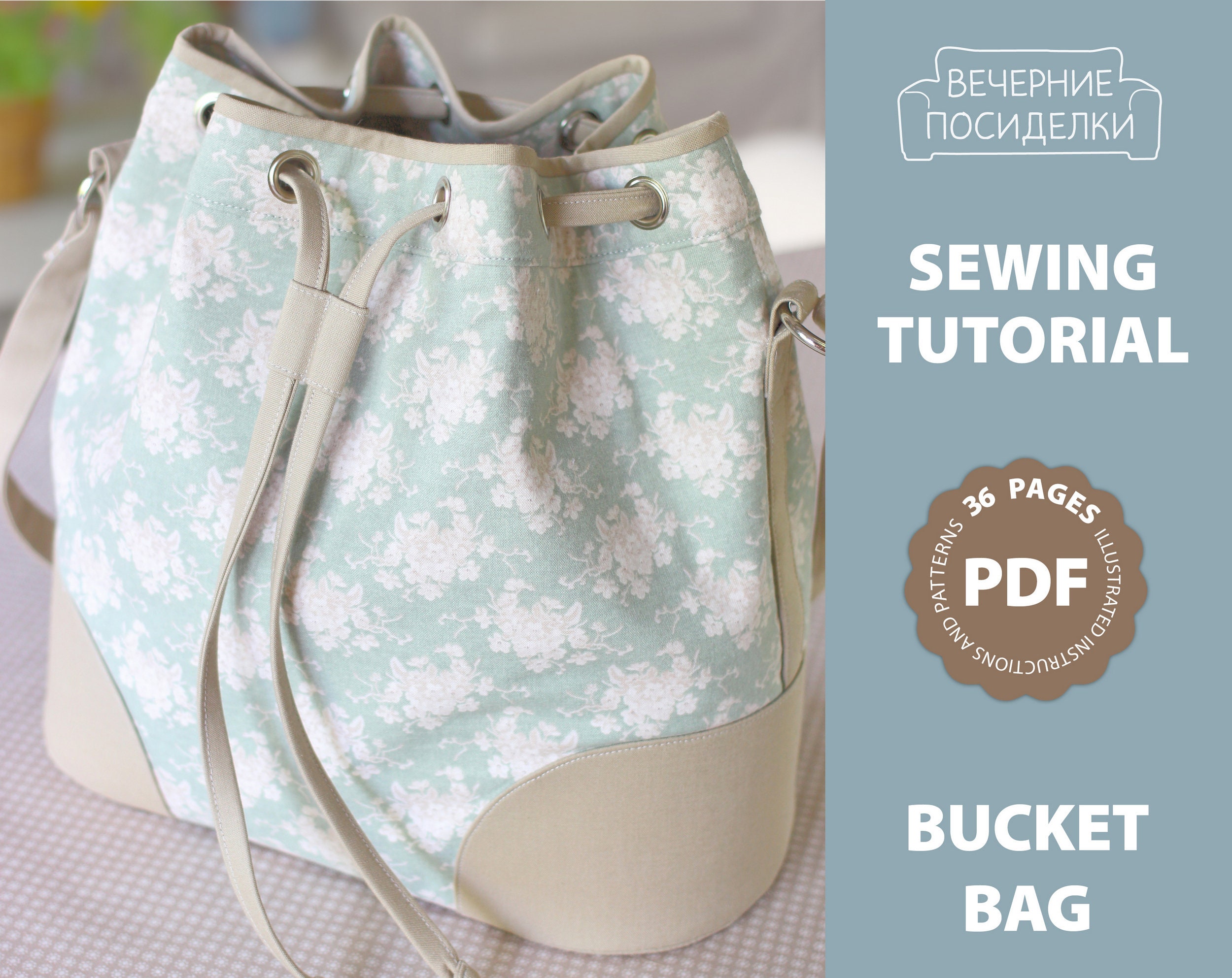 PDF Bucket Bag Sewing Pattern & Sewing Tutorial Medium Size Etsy