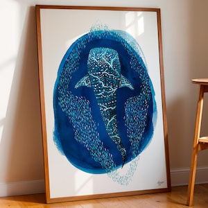 Whale Shark Watercolor Print - Ocean Marine Art