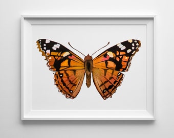 Painted Lady Butterfly Print, Minimalist Nature Print, Butterfly Illustration