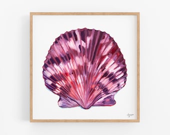 Sea Shell Print, Scallop Shell, Sea Shell Art, Beach House Decor, Coastal Decor