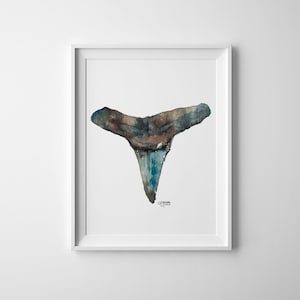 Lemon Shark Tooth Watercolor Art Print For Minimalist Home Decor, No. 3 image 1