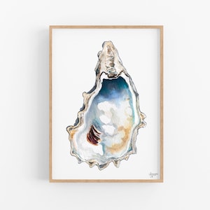 Oyster Print, Alexandra Nicole Oyster Shell Print, Oyster Art, Oyster Shell Print, Oyster Watercolor Print