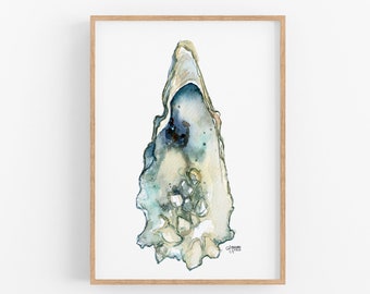 Oyster Painting, Shell Print, Oyster Art, Oyster Shell Print, Coastal Art, Watercolor Print, Sea Shell Art, Beach House Decor, Oyster Prints