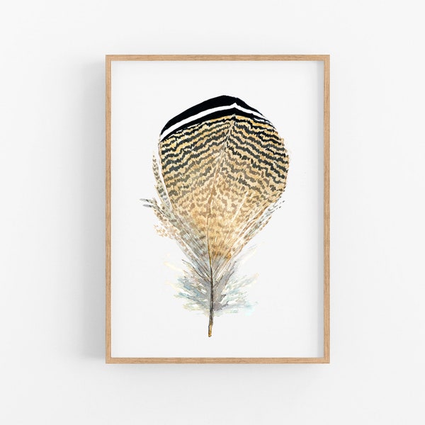 Wood Duck Feather, Duck Feather Print, Feather Wall Art, Feather Print, Watercolor Art, Minimalist Art Prints