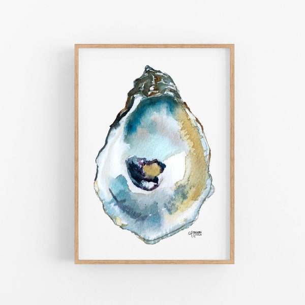 Oyster Painting, Shell Print, Oyster Art, Oyster Shell Print, Coastal Art, Duxbury Watercolor Print, Sea Shell Art, Oyster Print