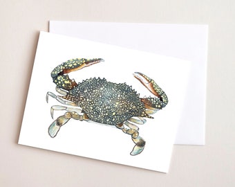 Crab Note Cards, Speckled Crab Stationery, Crab Print, Crab Notecards by Artist Alexandra Nicole