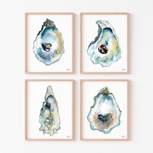 Oyster Shell Prints, Print Set of 4, Earth Tone Wall Art Discounted Print Set