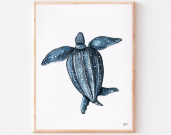 Leatherback Sea Turtle, Sea Turtle Art, Turtle Watercolor, Turtle Print