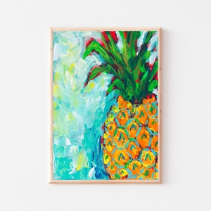 Pineapple Print, Pineapple Painting, Pineapple Wall Art, Tropical Wall Art