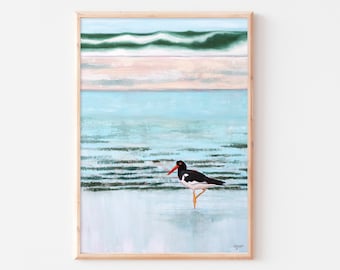 American Oystercatcher Print, Shorebird Art Print, Coastal Bird Art, Bird Prints, Beach House Decor