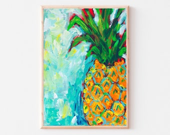 Pineapple Print, Pineapple Painting, Pineapple Wall Art, Tropical Wall Art