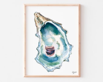 Oyster Artwork, Oyster Watercolor Print