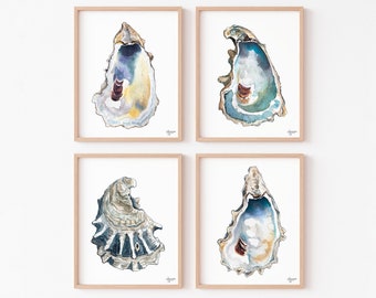 Breach Inlet Oyster Shell Print Set of 4 by Alexandra Nicole, Oyster Shell Prints, Oyster Shell Prints