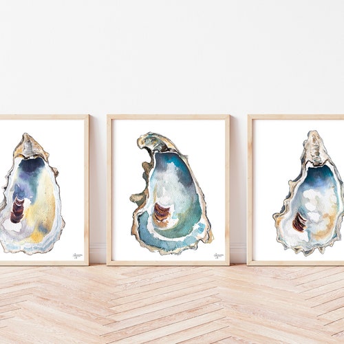 Oyster Set of 3 Art Prints by Hippiehoppy Etsy