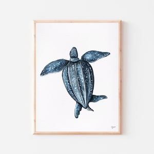 Leatherback Sea Turtle, Sea Turtle Art, Turtle Watercolor, Turtle Print