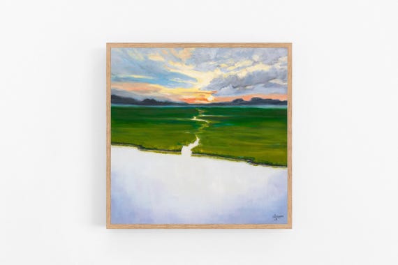 Tidal Creek Sunrise Painting: Coastal Landscape Art Print