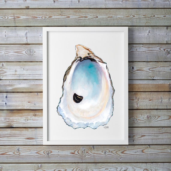 Oyster Shell Giclee Print: Coastal Sea Life Art
