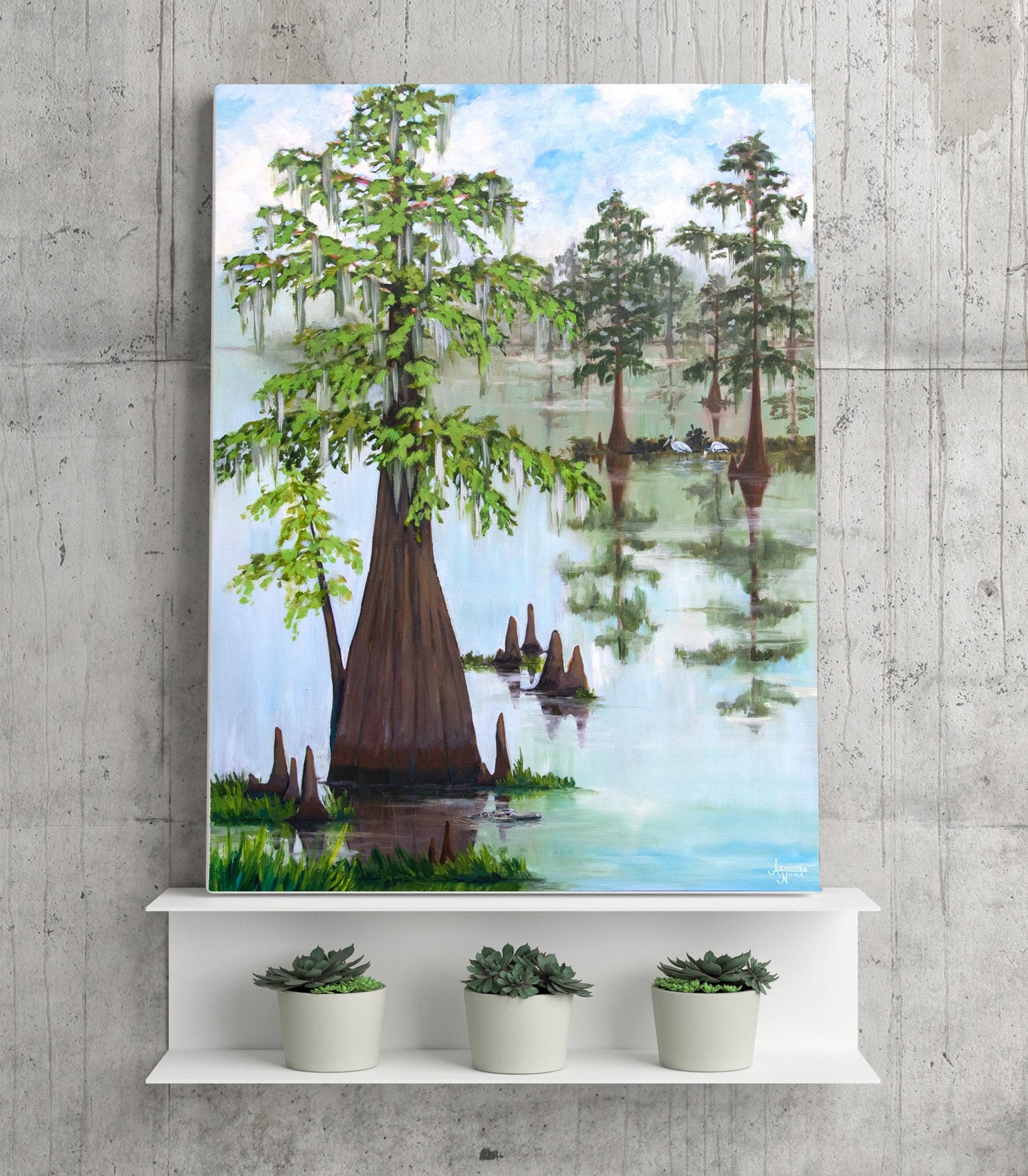 Cypress Tree Print Tree Painting Woodland Art Wetlands Etsy