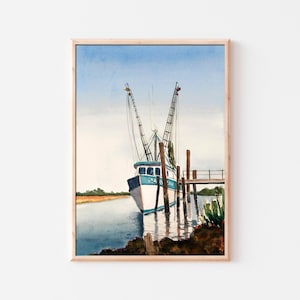 Shrimp Boat Print, Fishing Boat Print, Lowcountry Art