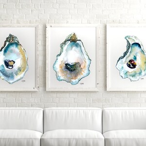 Art Print Set, Oyster Painting, Discounted Prints, Gallery Wall Art, Oyster Art, Coastal Art, Beach House Decor, Unframed image 3