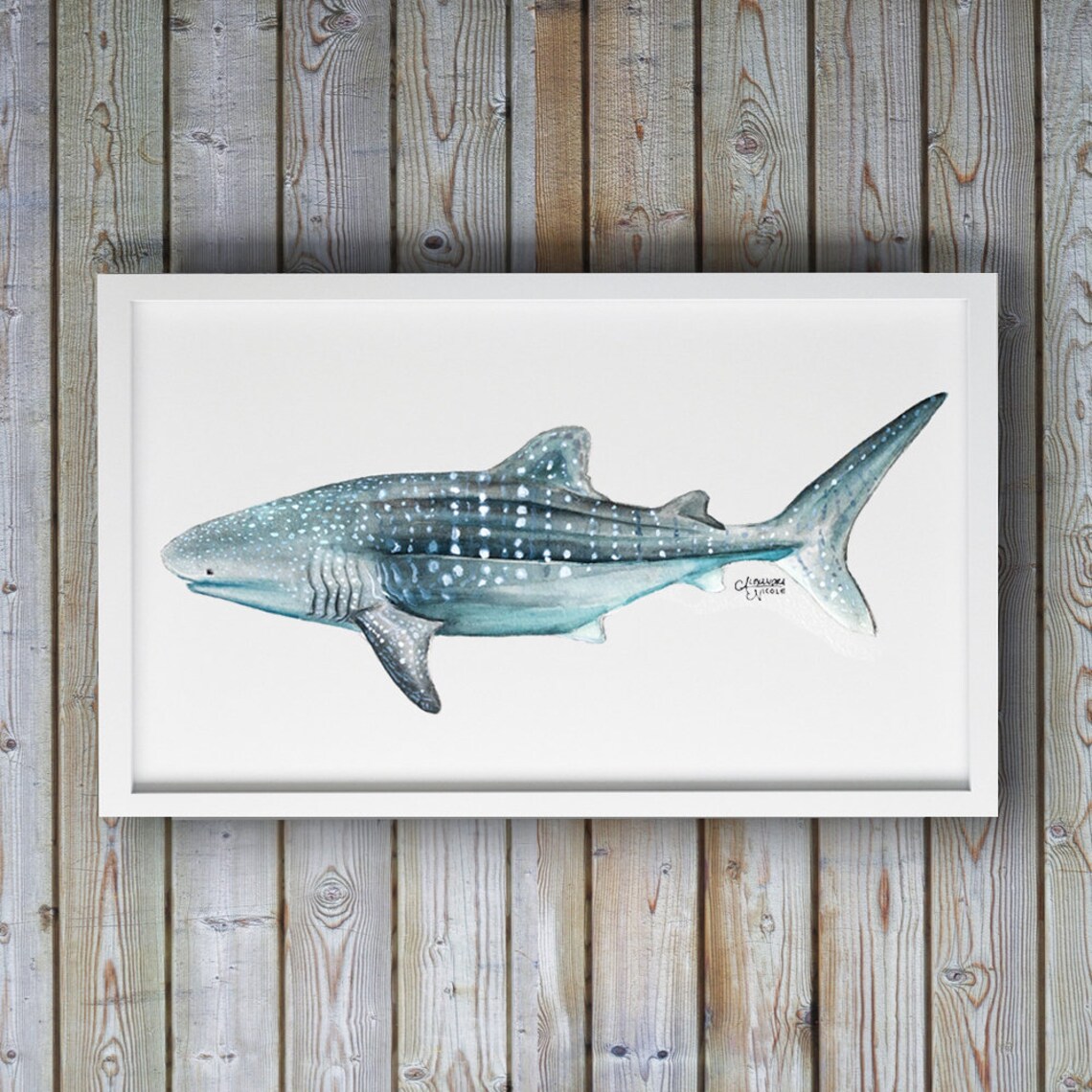 Shark Art Shark Painting Whale Shark Ocean Art Sea Life | Etsy