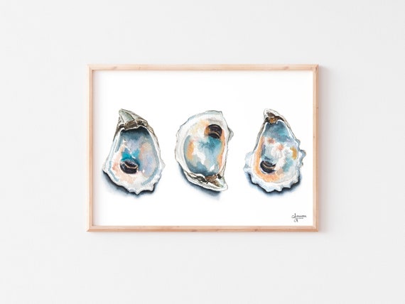 Oeuvre d'huître, impressions de coquille d'huître, art de l'aquarelle d' huître -  France