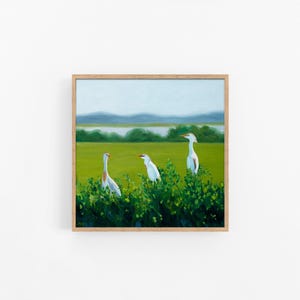 Egret Art Print, Egret Painting, Coastal Bird Art, Wildlife Art