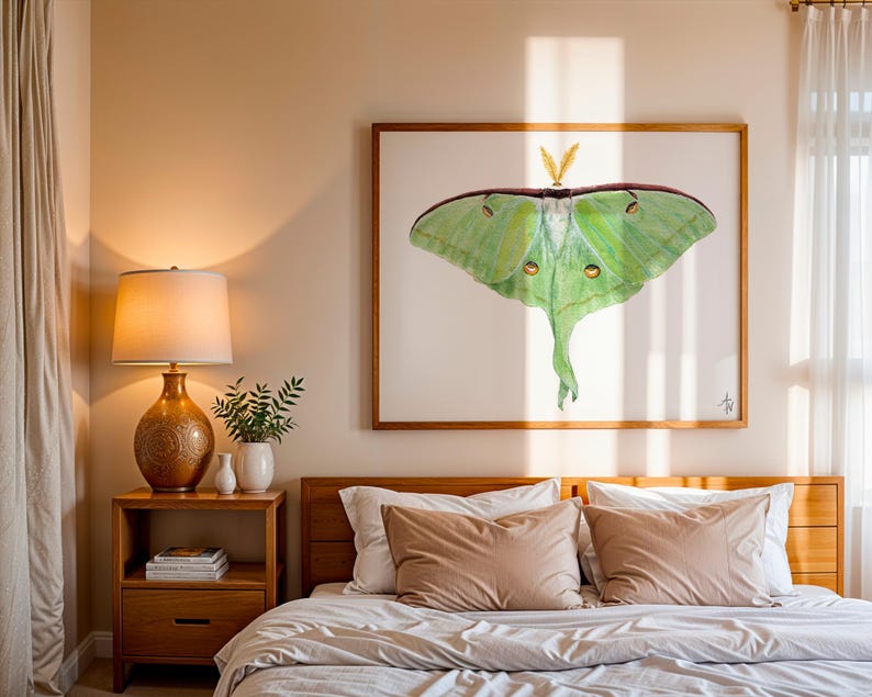 Luna Moth Fine Art Print – Nature Illustration, Green Insect Wall Art ...