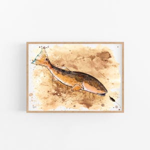 Red Fish Art, Red Drum Print, Fish Art, Fisherman Gift, Gift for Him, Coastal Art