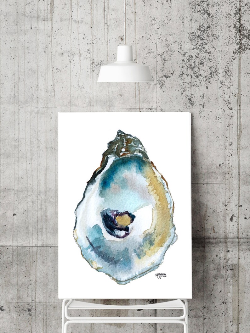 Oyster Painting Shell Print Oyster Art Oyster Shell Print Etsy