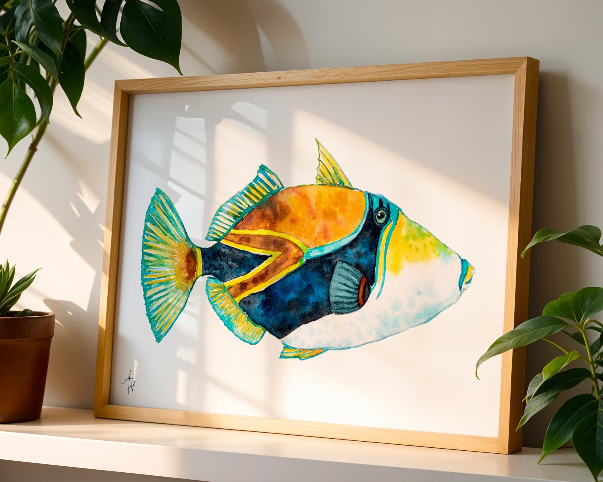 Hawaiian State Fish Print – Humuhumunukunukuāpuaʻa Watercolor