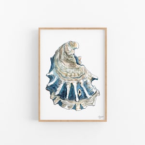 Oyster Shell Watercolor Print: Coastal Wall Art