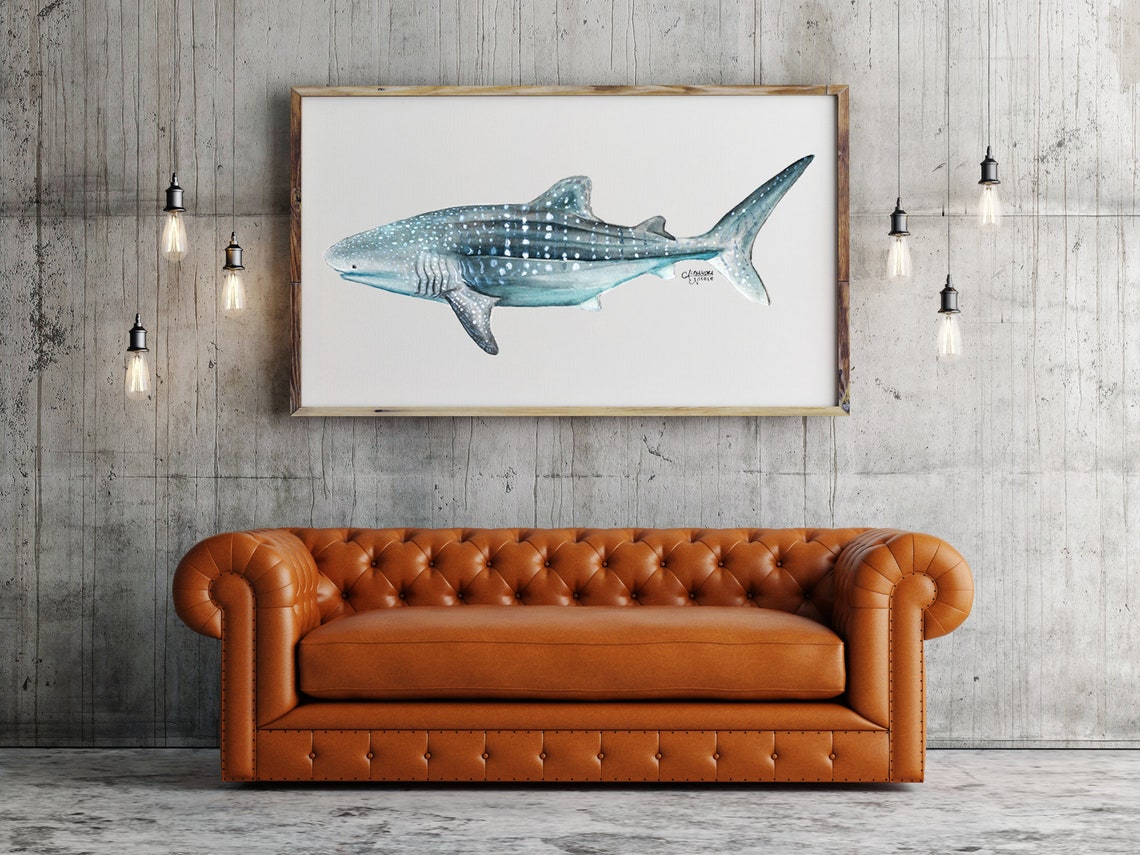 Shark Art Shark Painting Whale Shark Ocean Art Sea Life | Etsy