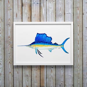 Sailfish Watercolor Art Print, Fish Decor, Coastal Art, Fish Print