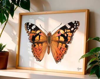 Painted Lady Butterfly Illustration - Minimalistic Nature Wall Decor