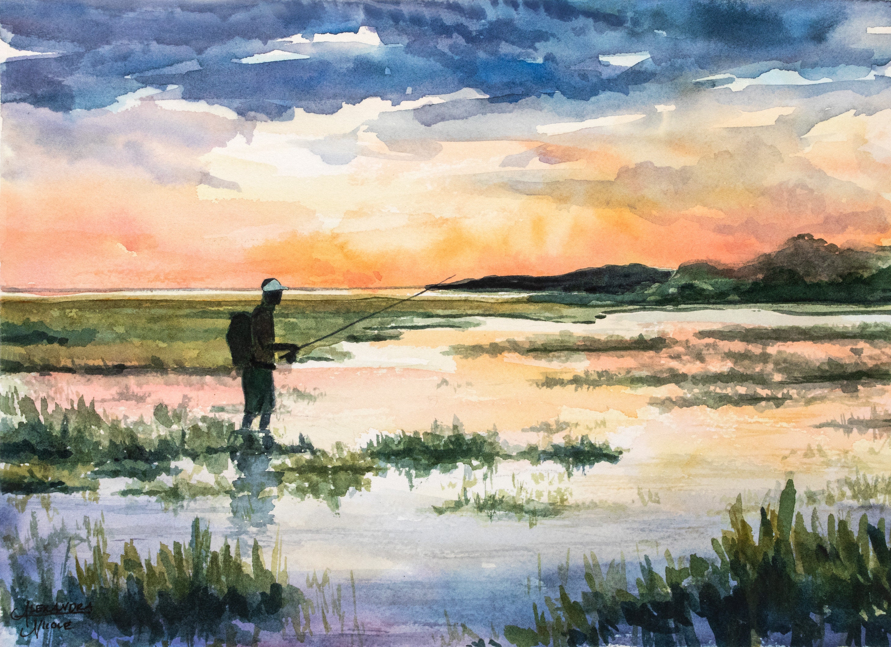 Coastal Marsh Painting Marsh Print Low Country Painting Etsy