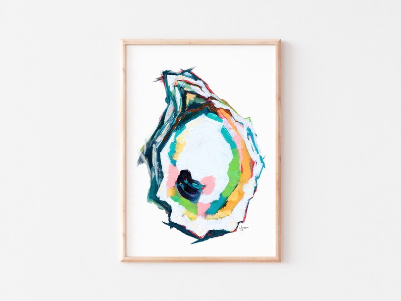 Abstract Oyster Shell Art Print Oyster Painting Coastal Art Etsy
