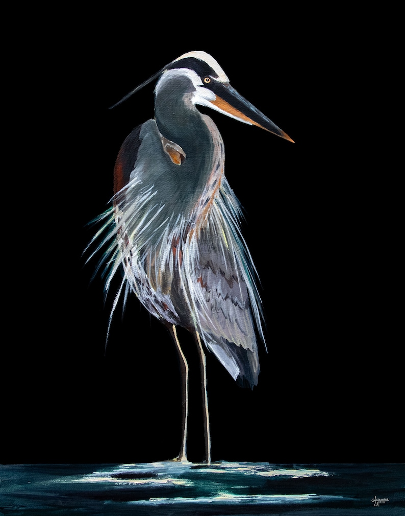 Great Blue Heron Art Heron Print Heron Painting Coastal and Etsy