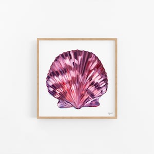 Sea Shell Print, Scallop Shell, Sea Shell Art, Beach House Decor, Coastal Decor