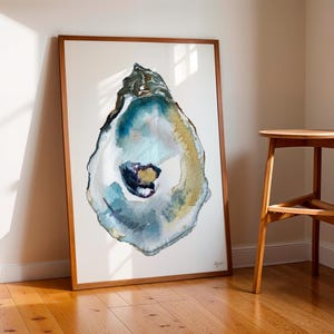 Duxbury Oyster Watercolor Painting: Coastal Shell Art Print
