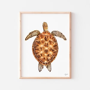 Green Sea Turtle, Sea Turtle Art Print, Turtle Watercolor, Sea Life Art